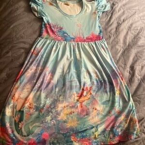 Disney Girls Aqua Mermaid Underwater Print Dress